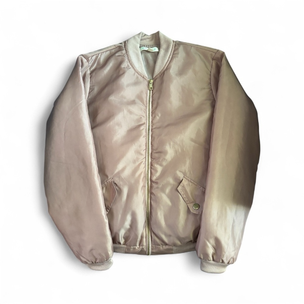 Pink Love Fire Jacket Bomber Pink Puffy Juniors Small